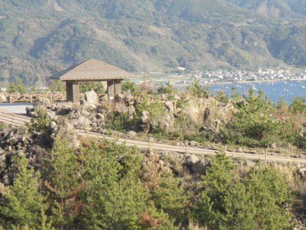 the view of Mt.Sakurajima from the park