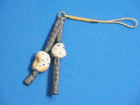 a strap for a cellular phone : The Okame & The Hyottoko